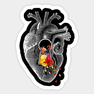 Keyhole Flower Heart Vintage Collage by Tobe Fonseca Sticker